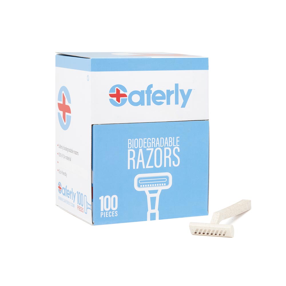 Saferly Stainless Steel Biodegradable Skin Prep Razors Box of 100